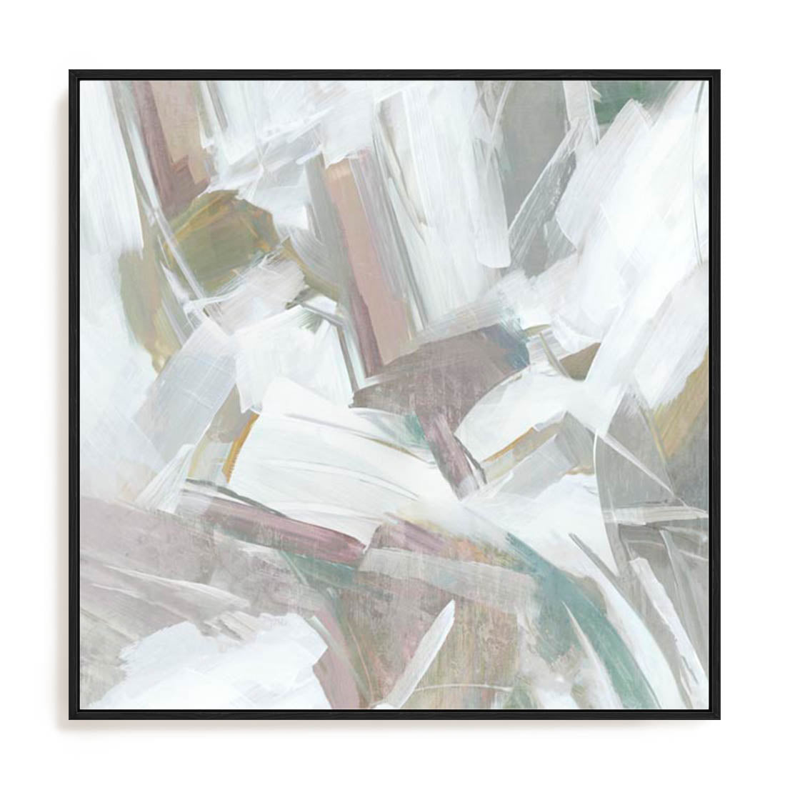 Wall Art Stretched Canvas In Black Frame - Muted Harmony Ii Abstract Art