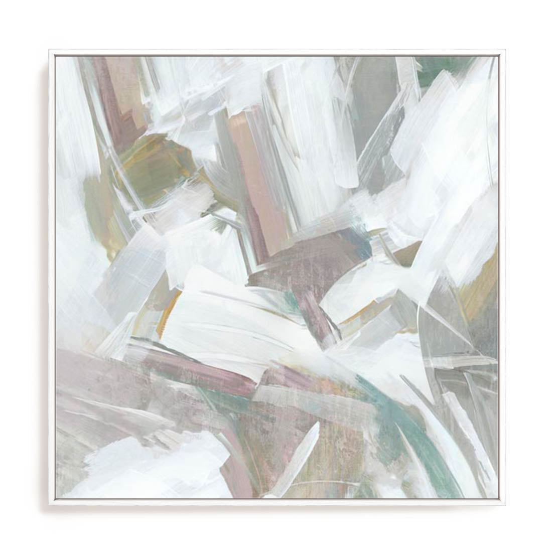 Wall Art Stretched Canvas In White  Frame - Muted Harmony Ii Abstract Art