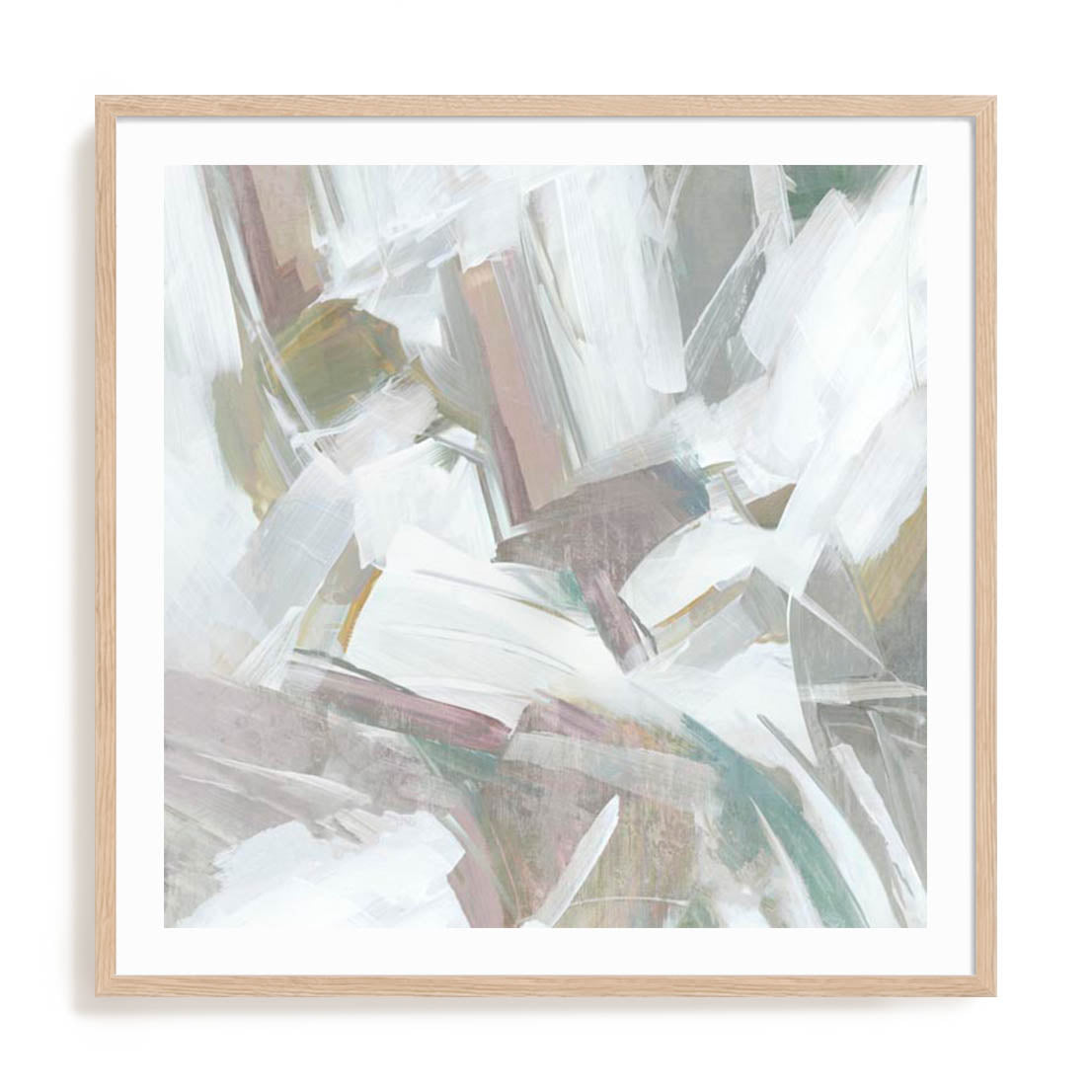 Wall Art Print Poster In Natural Oak Frame - Muted Harmony Ii Abstract Art