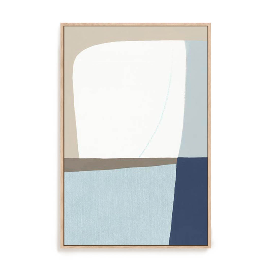 Wall Art Stretched Canvas In Natural Oak  Frame - Natural Flow I Abstract Art