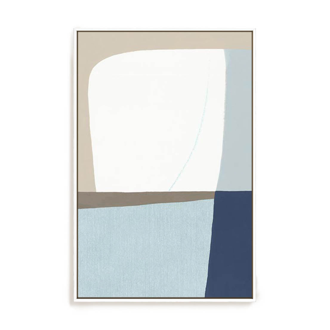 Wall Art Stretched Canvas In White  Frame - Natural Flow I Abstract Art
