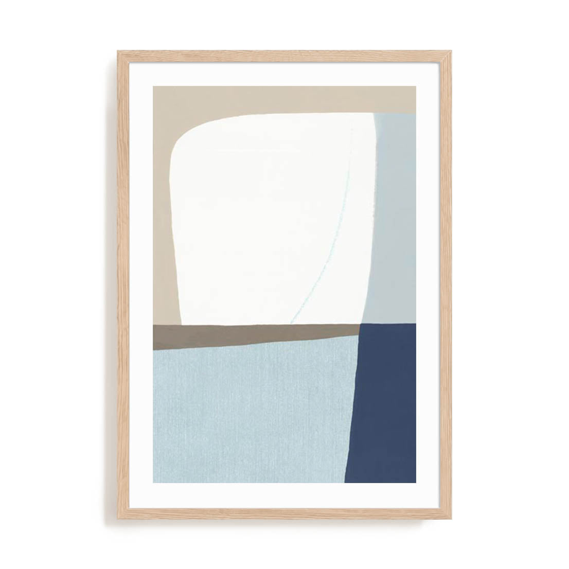 Wall Art Print Poster In Natural Oak Frame - Natural Flow I Abstract Art