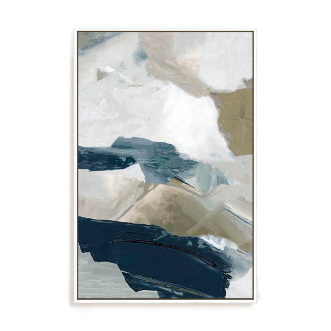 Wall Art Stretched Canvas In White  Frame - Vivid Strokes I Abstract Art