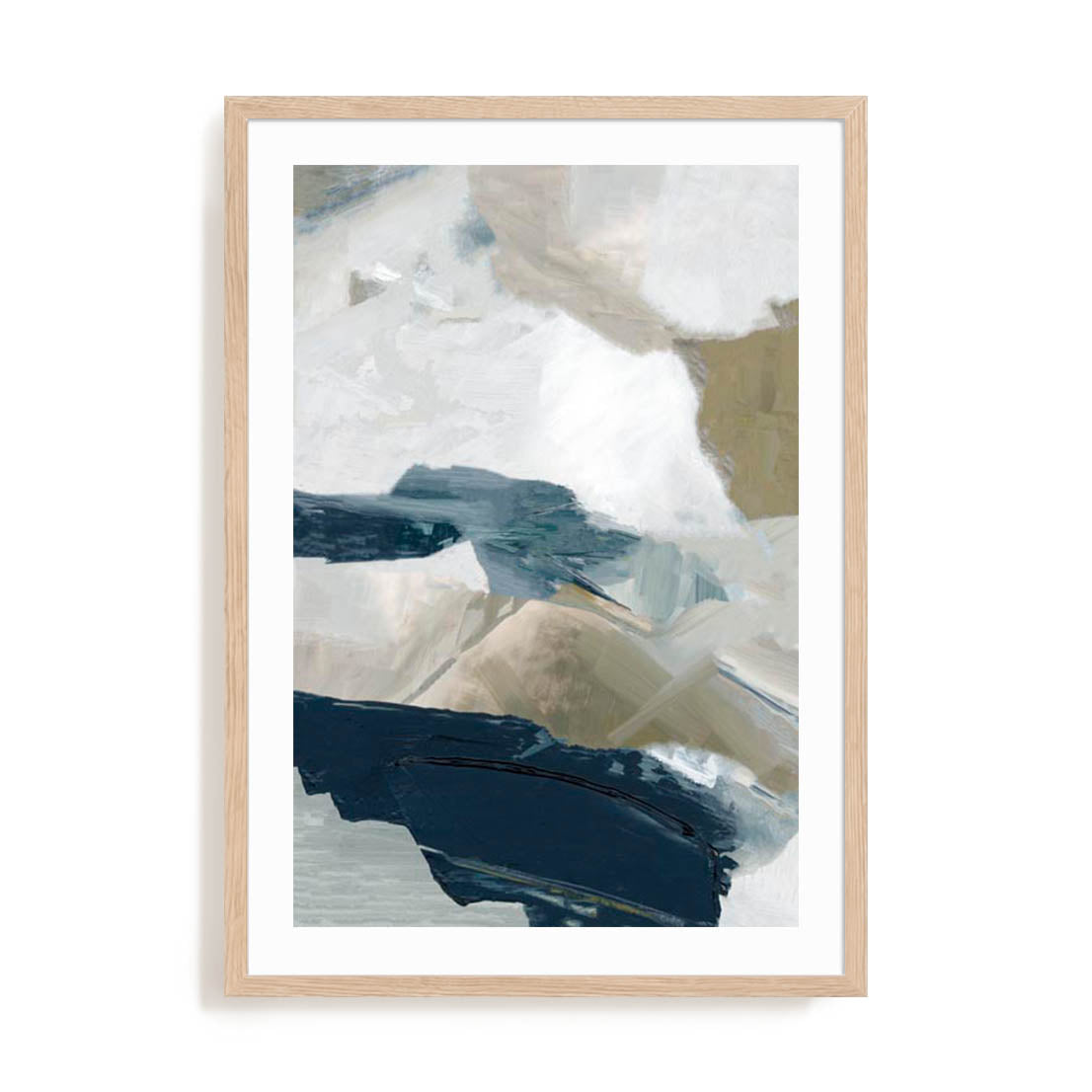 Wall Art Print Poster In Natural Oak Frame - Vivid Strokes I Abstract Art