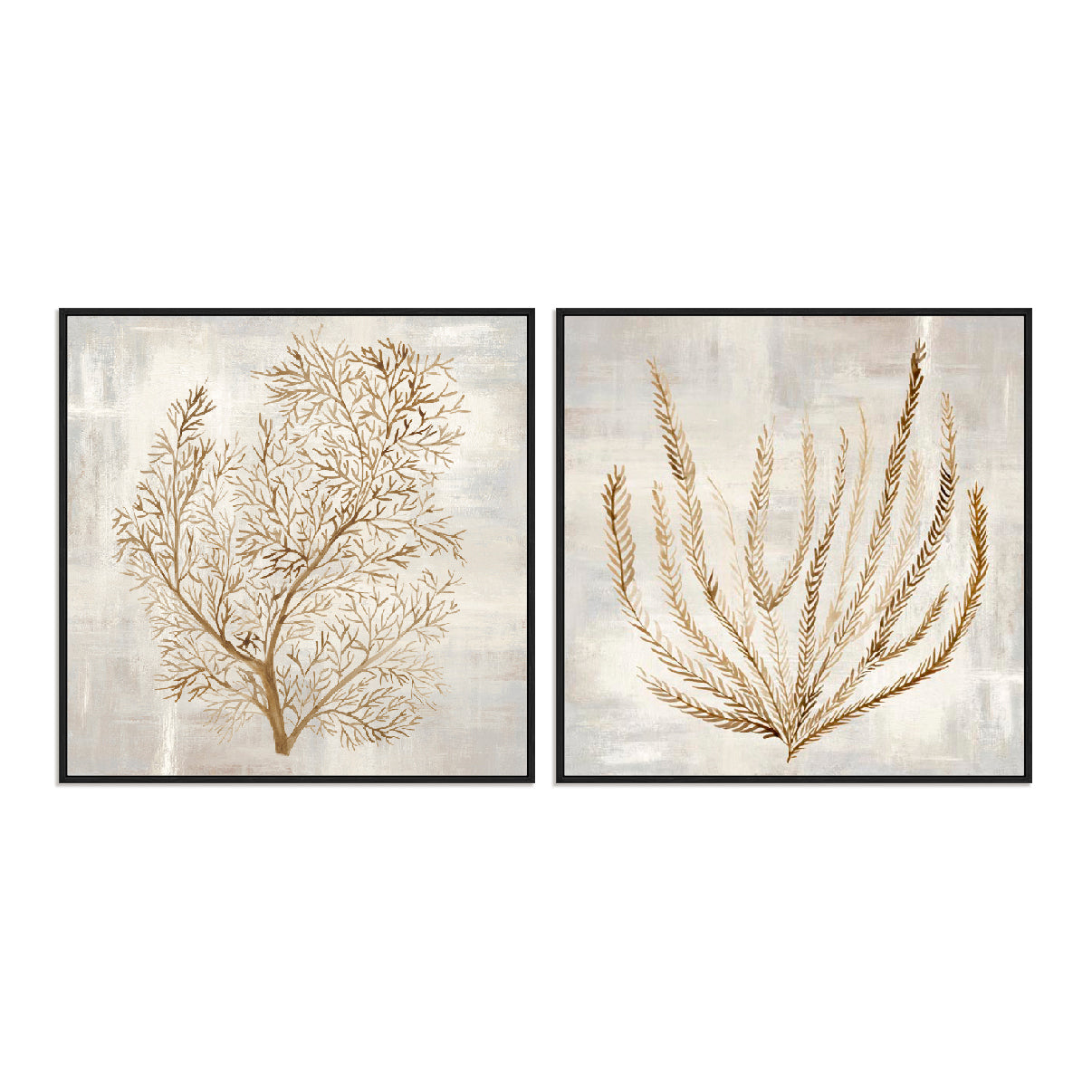 Beige Tides I and II Wall Art