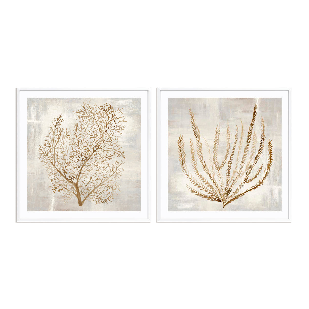 Beige Tides I and II Wall Art