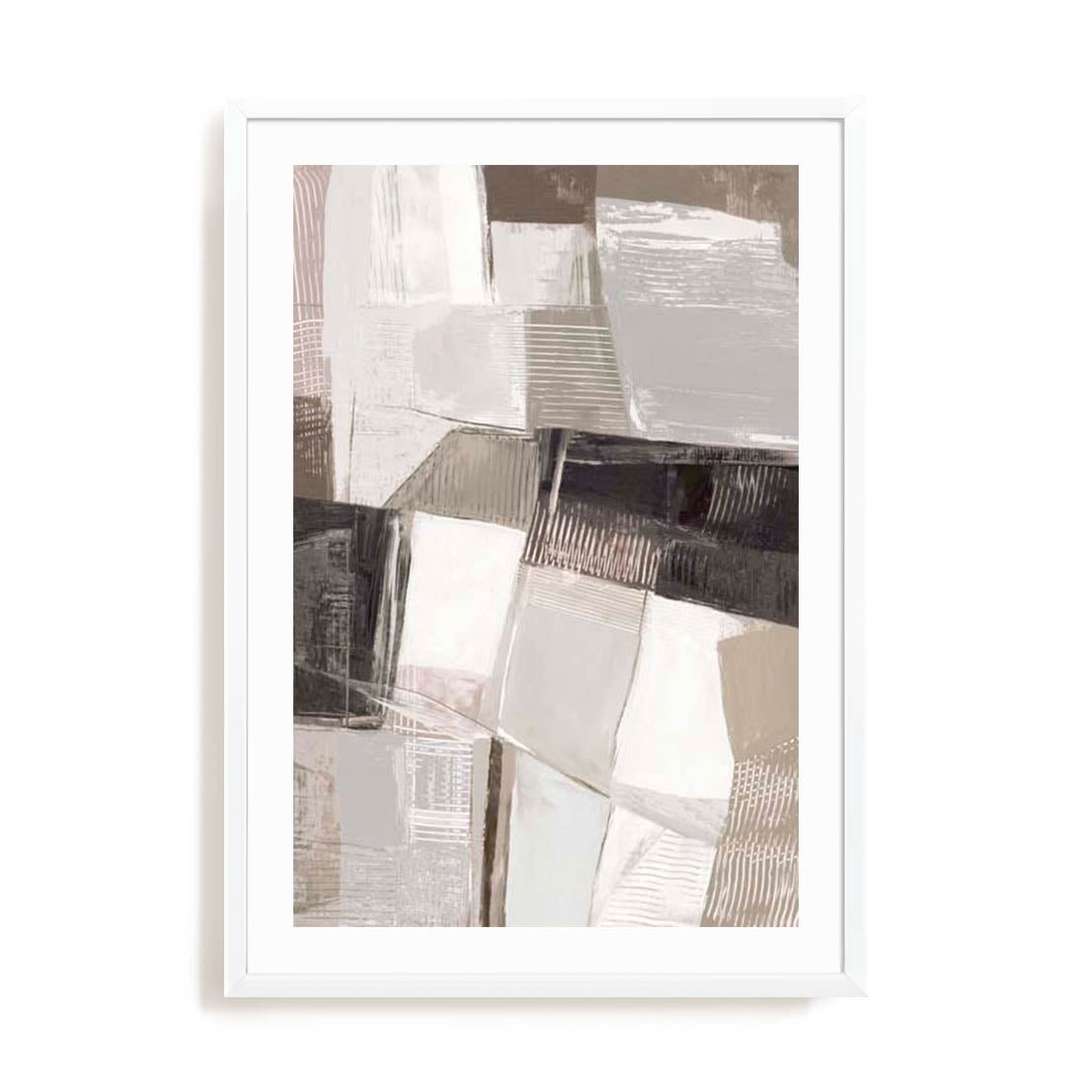 Wall Art Print Poster In White Frame - Modern Mosaic Abstract Art