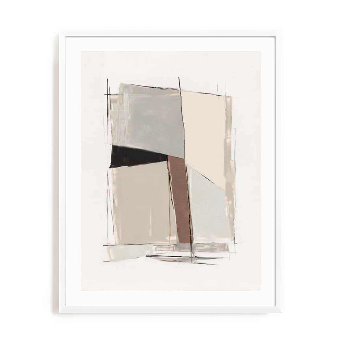 Wall Art Print Poster In White Frame - Structured Balance Ii Abstract Art