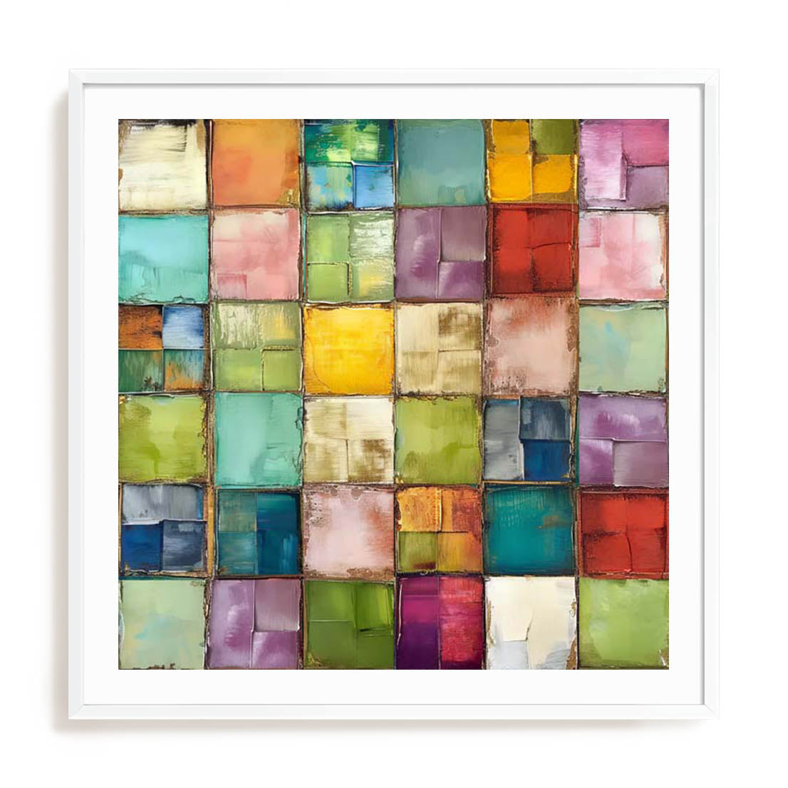 Wall Art Print Poster In White Frame - Prismatic Palette I Abstract Art