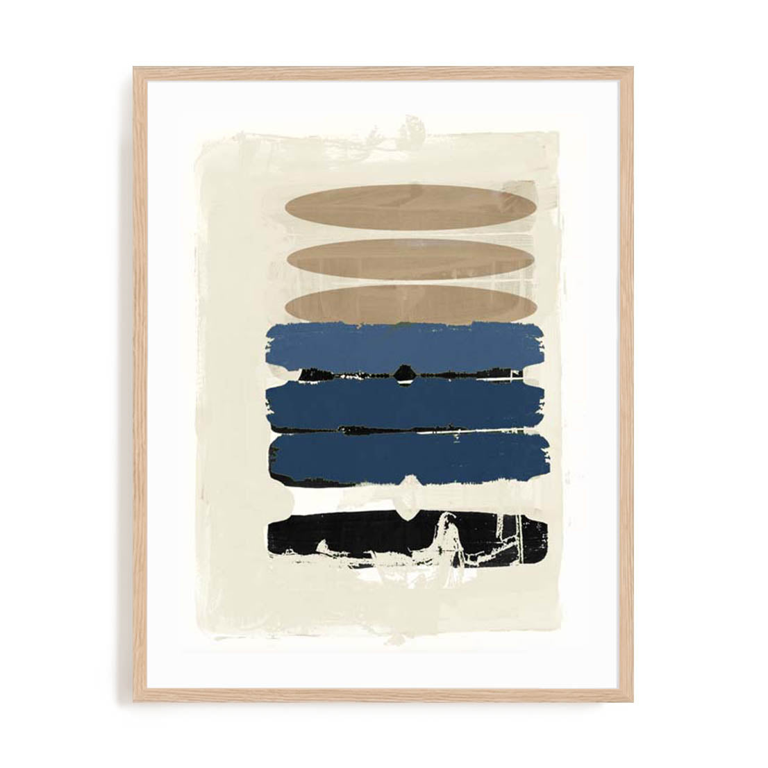 Wall Art Print Poster In Natural Oak Frame - Not Twisted Ii Blue Abstract Art