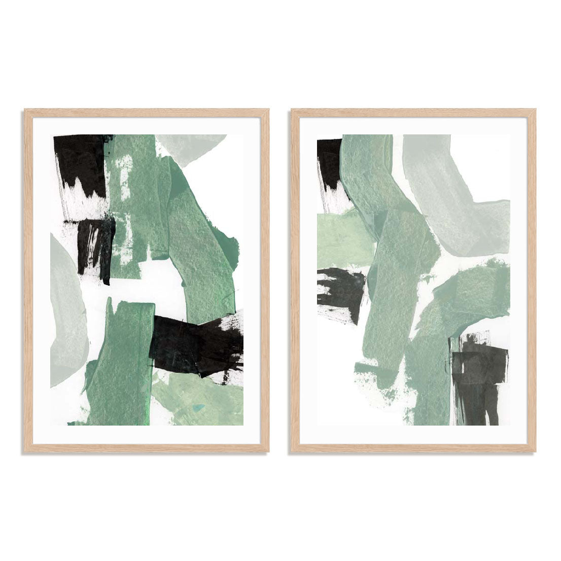 Flowing Green I and II Wall Art