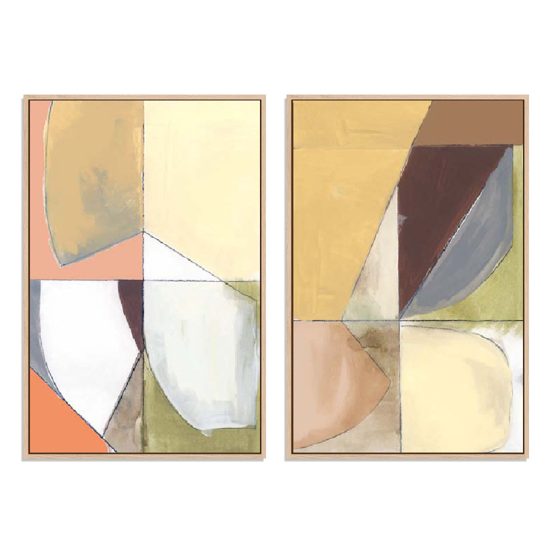 Divided Retro Shapes I And II Wall Art