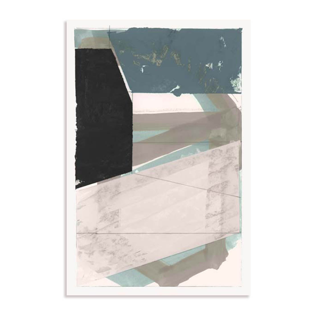 Unframed Stretched Canvas Or Print Only - Gentle Geo I Blue Abstract Art