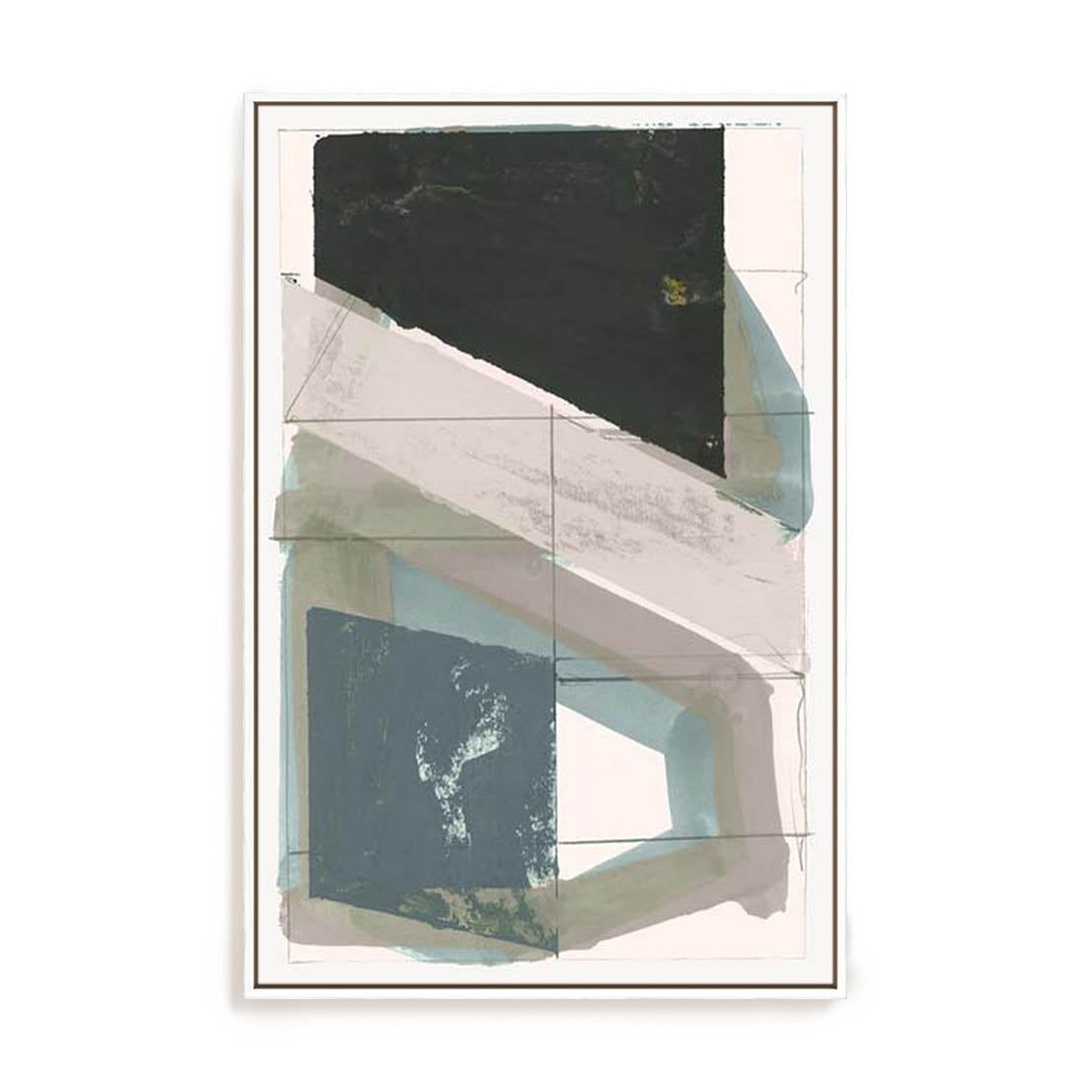 Wall Art Stretched Canvas In White  Frame - Gentle Geo Ii Blue Abstract Art