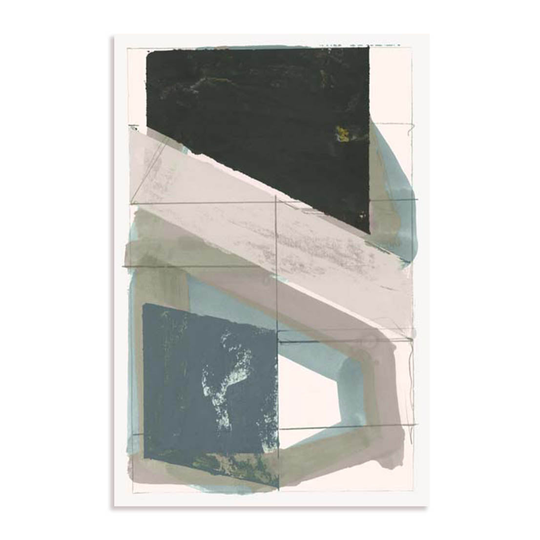 Unframed Stretched Canvas Or Print Only - Gentle Geo Ii Blue Abstract Art