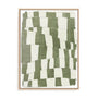 Wall Art Stretched Canvas In Natural Oak  Frame - Distorted Grid I Abstract Art