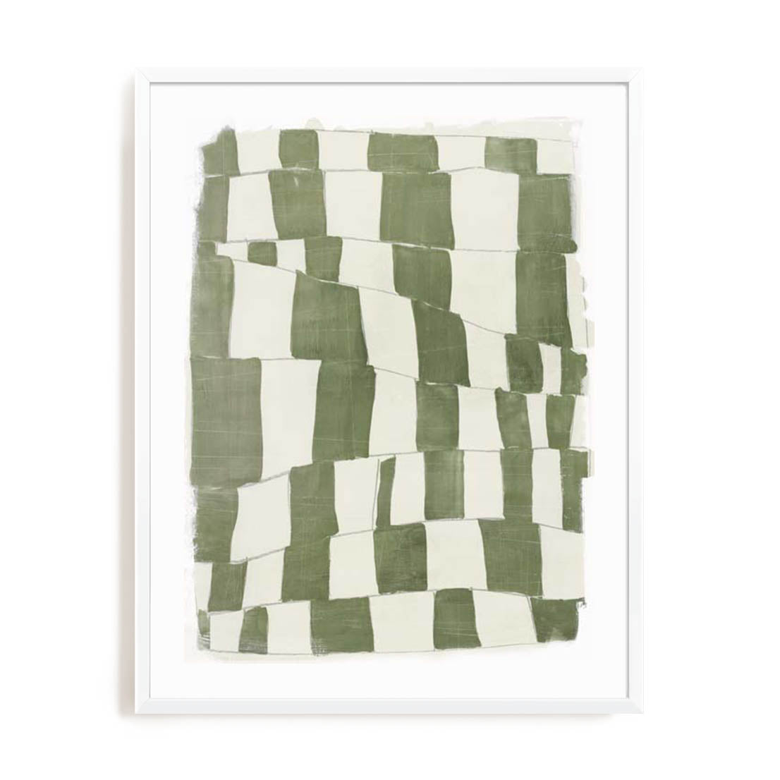 Wall Art Print Poster In White Frame - Distorted Grid I Abstract Art
