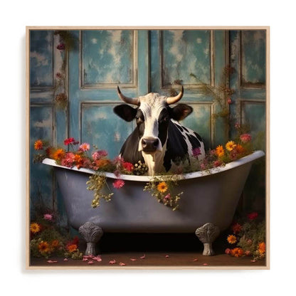 Bathroom Jungle Joy Cow Wall Art
