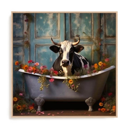 Bathroom Jungle Joy Cow Wall Art