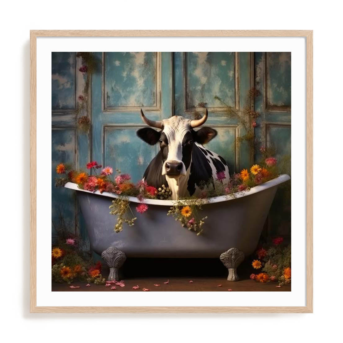 Bathroom Jungle Joy Cow Wall Art