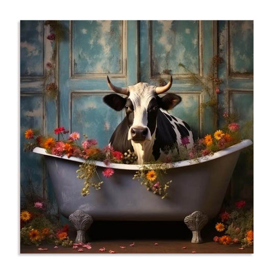 Bathroom Jungle Joy Cow Wall Art