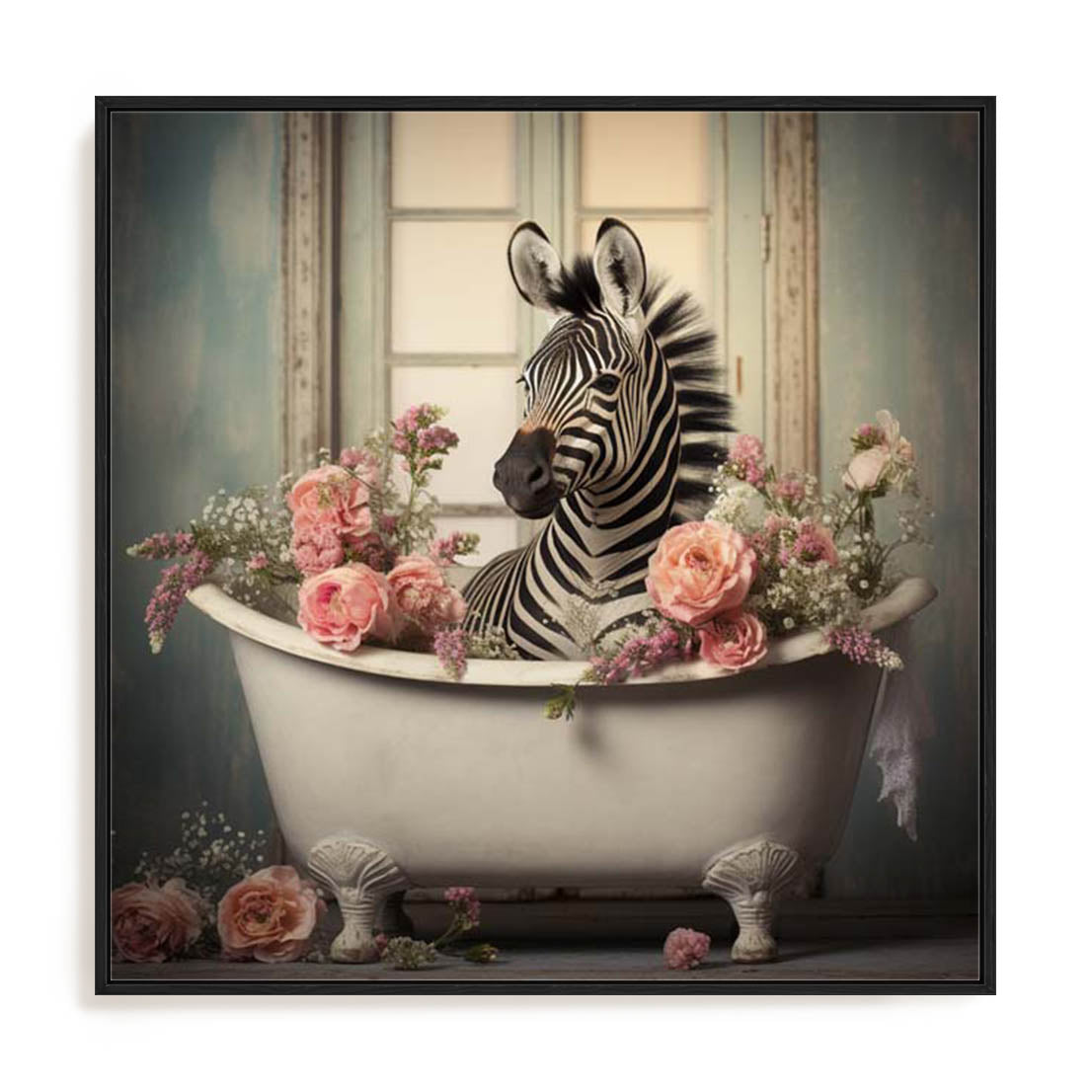 Playful Zebra Bath II Wall Art