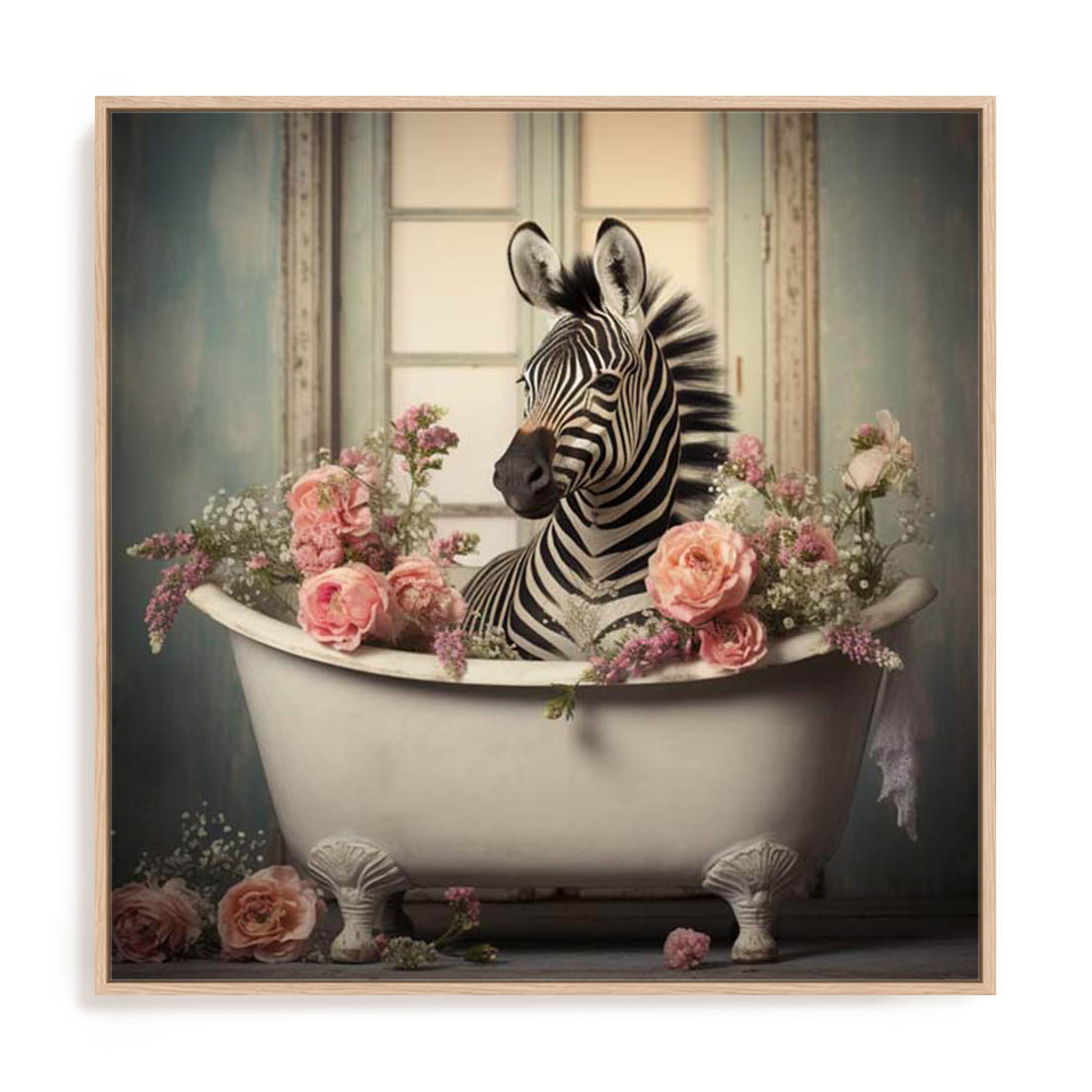 Playful Zebra Bath II Wall Art