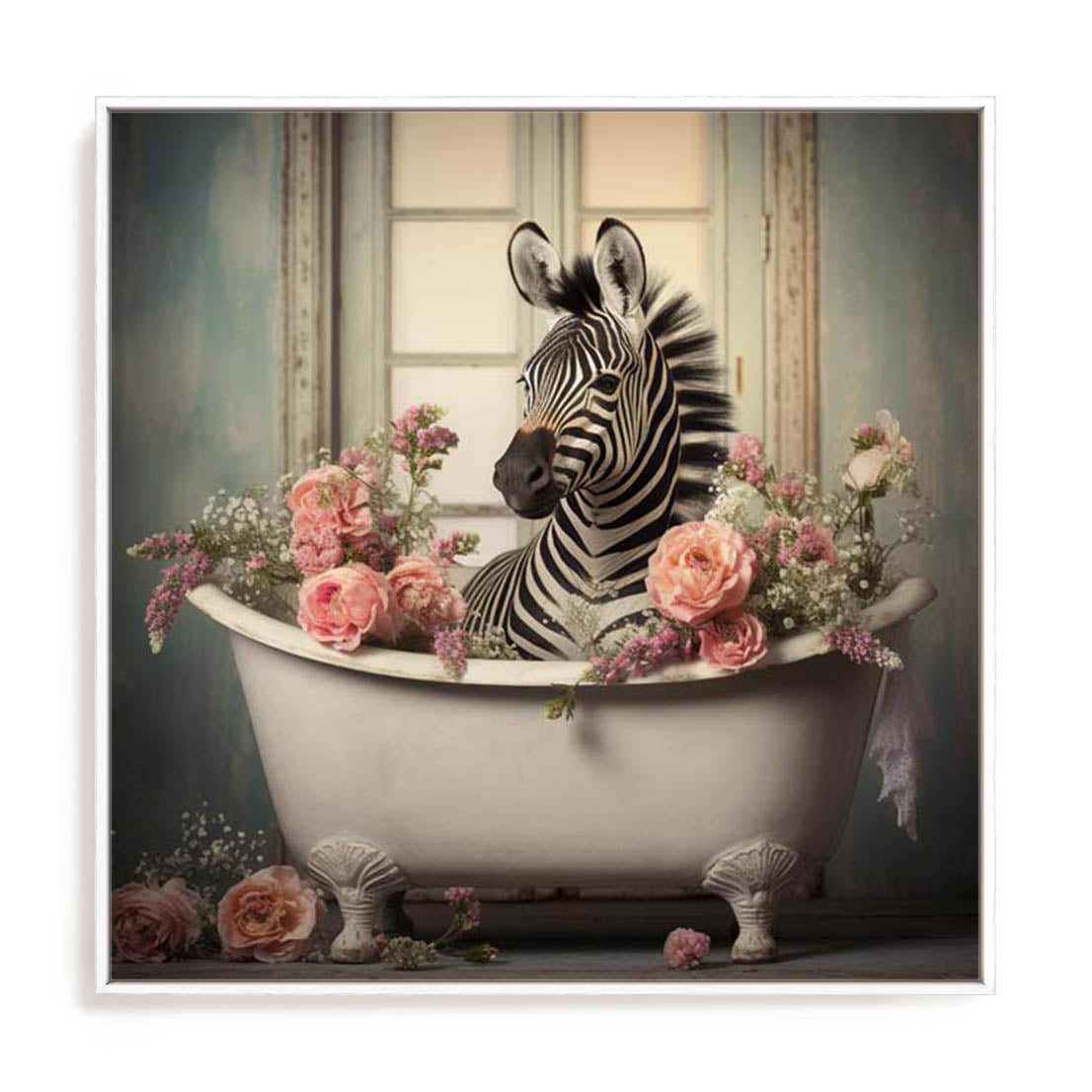 Playful Zebra Bath II Wall Art