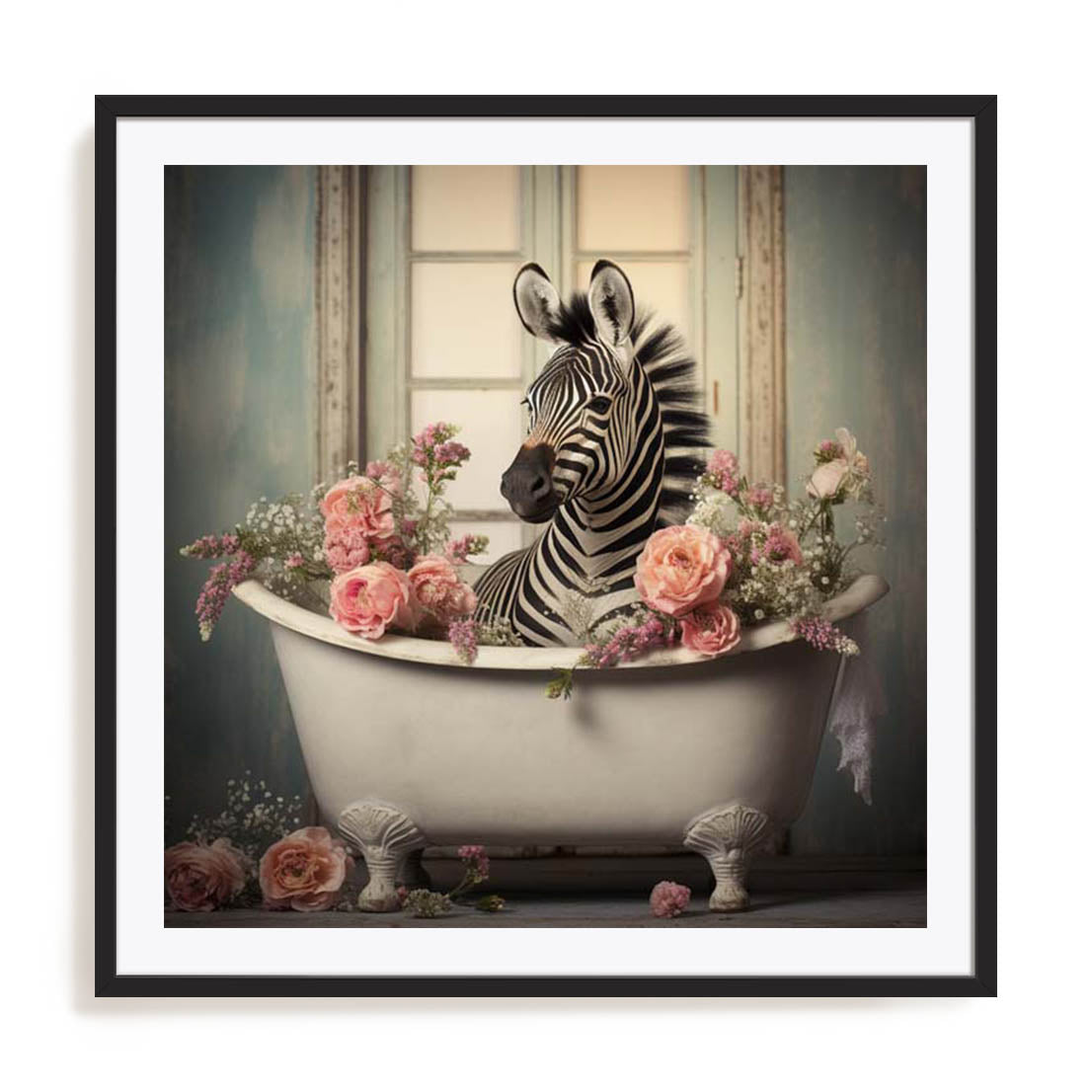 Playful Zebra Bath II Wall Art