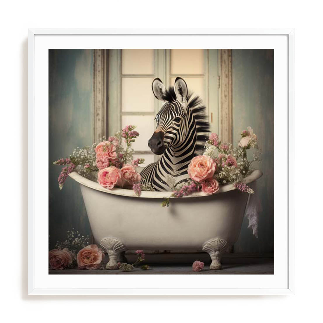 Playful Zebra Bath II Wall Art