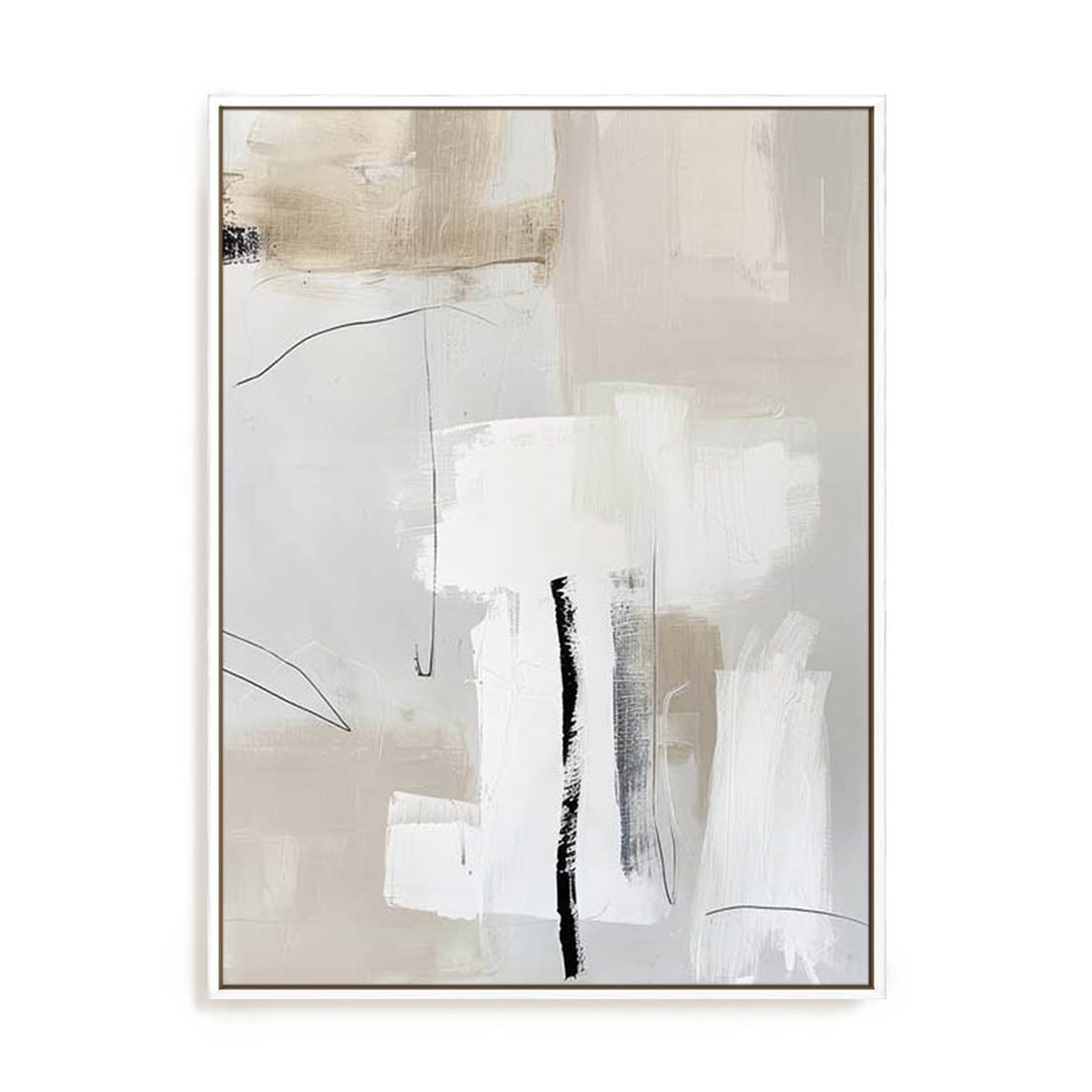 Wall Art Stretched Canvas In White  Frame - Neutral Balance Ii Abstract Art