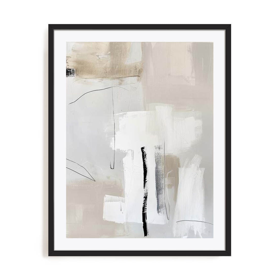 Wall Art Print Poster In Black Frame - Neutral Balance Ii Abstract Art