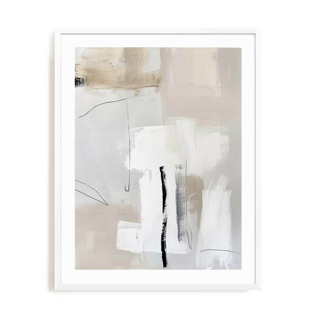 Wall Art Print Poster In White Frame - Neutral Balance Ii Abstract Art