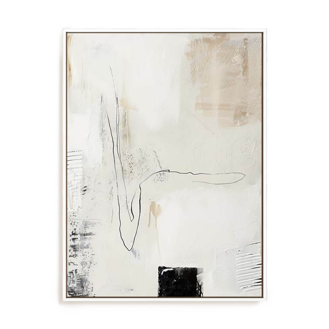 Wall Art Stretched Canvas In White  Frame - Neutral Balance Iii Abstract Art