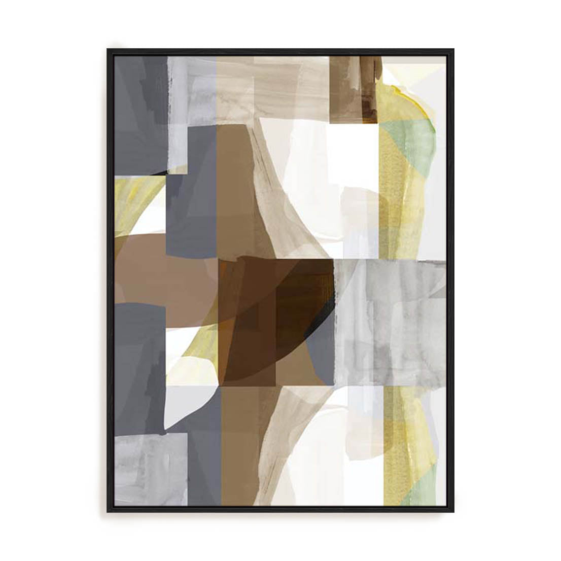 Wall Art Stretched Canvas In Black Frame - Silhouette Symphony I Abstract Art
