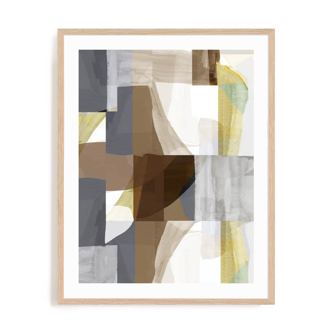 Wall Art Print Poster In Natural Oak Frame - Silhouette Symphony I Abstract Art