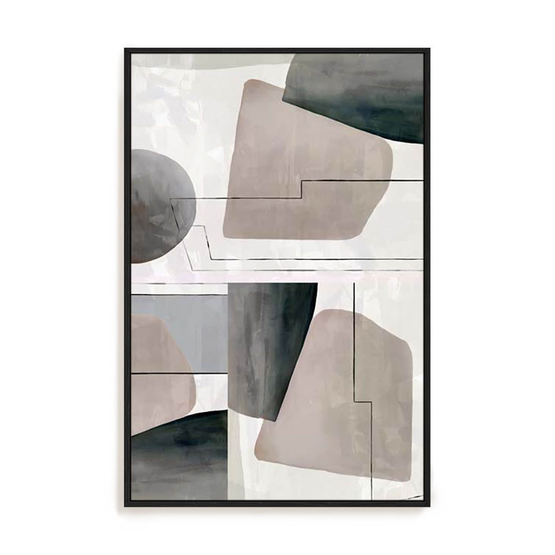 Wall Art Stretched Canvas In Black Frame - Veils Of Light I Abstract Art