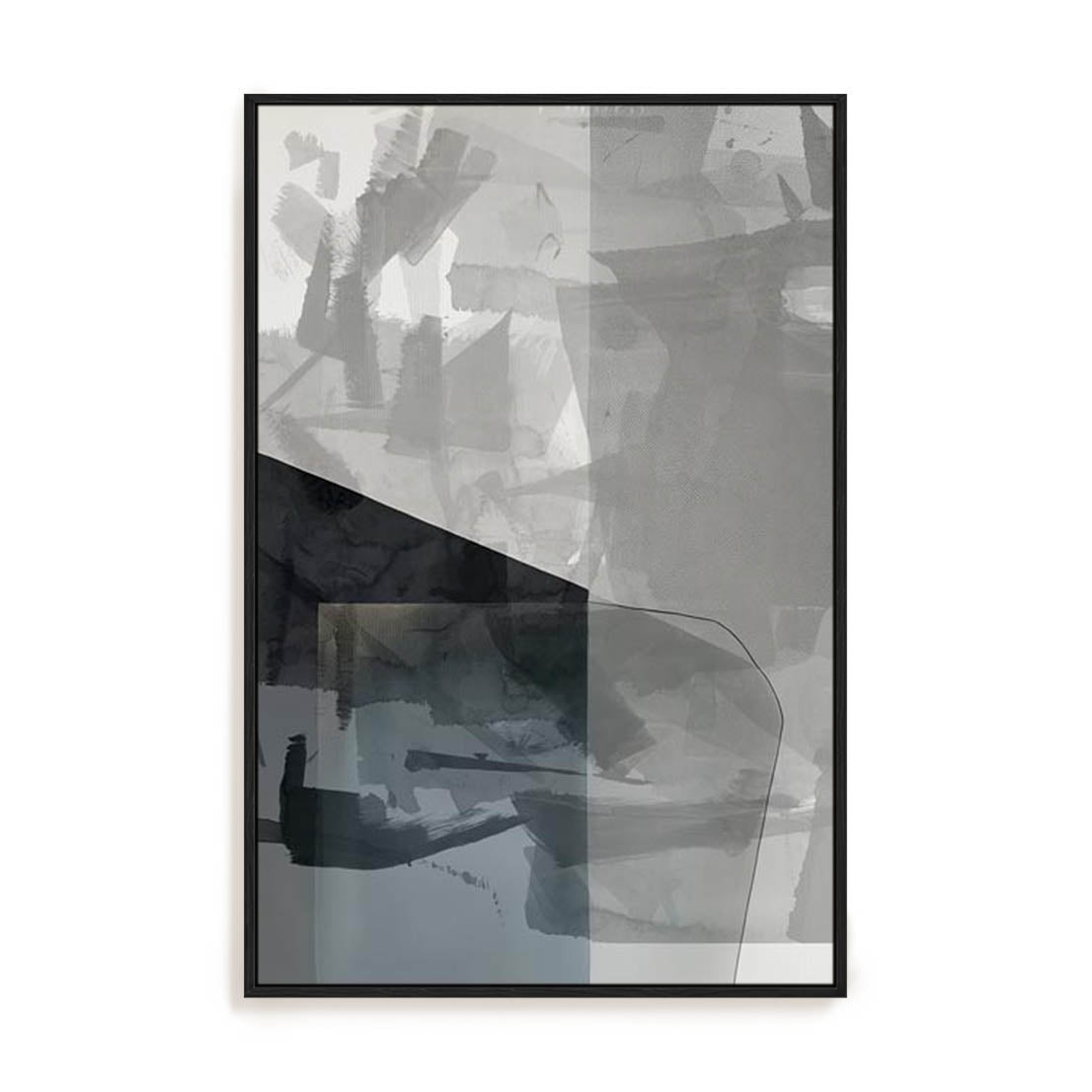 Wall Art Stretched Canvas In Black Frame - Abstract Monochrome Wash I Abstract Art