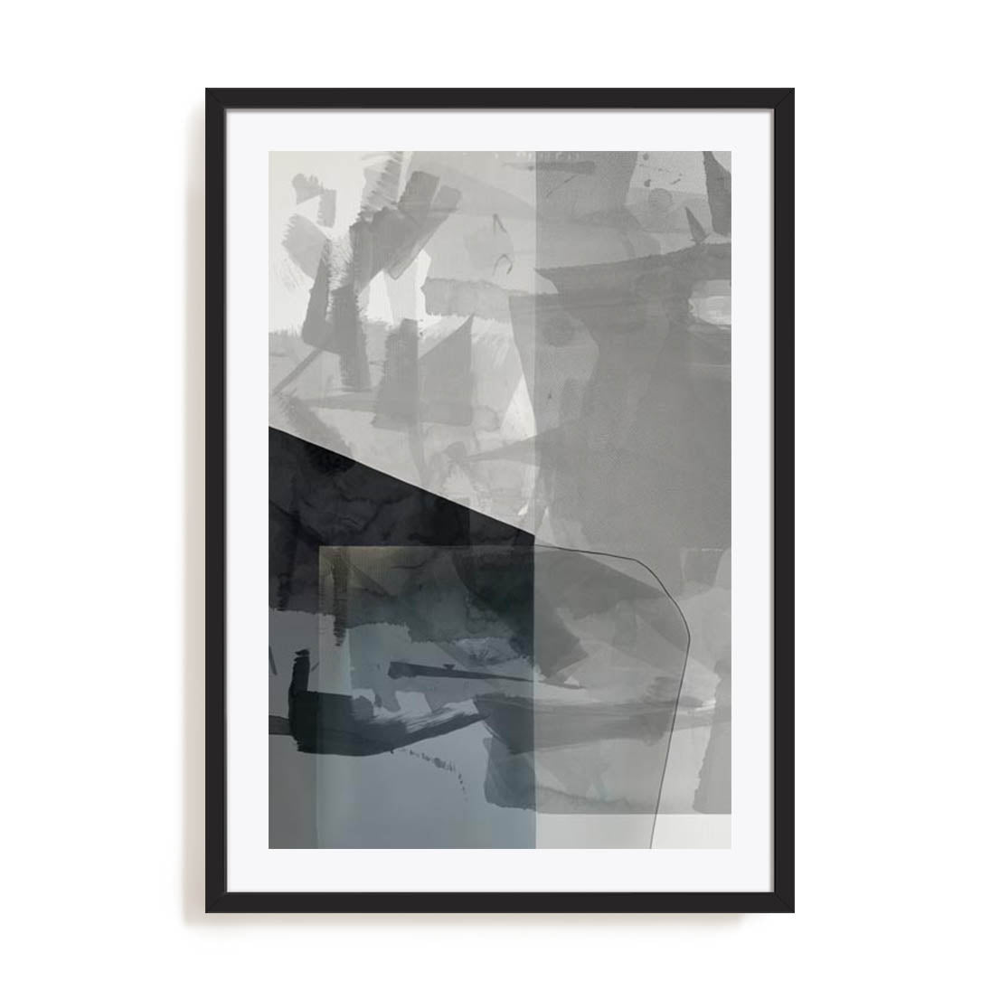 Wall Art Print Poster In Black Frame - Abstract Monochrome Wash I Abstract Art