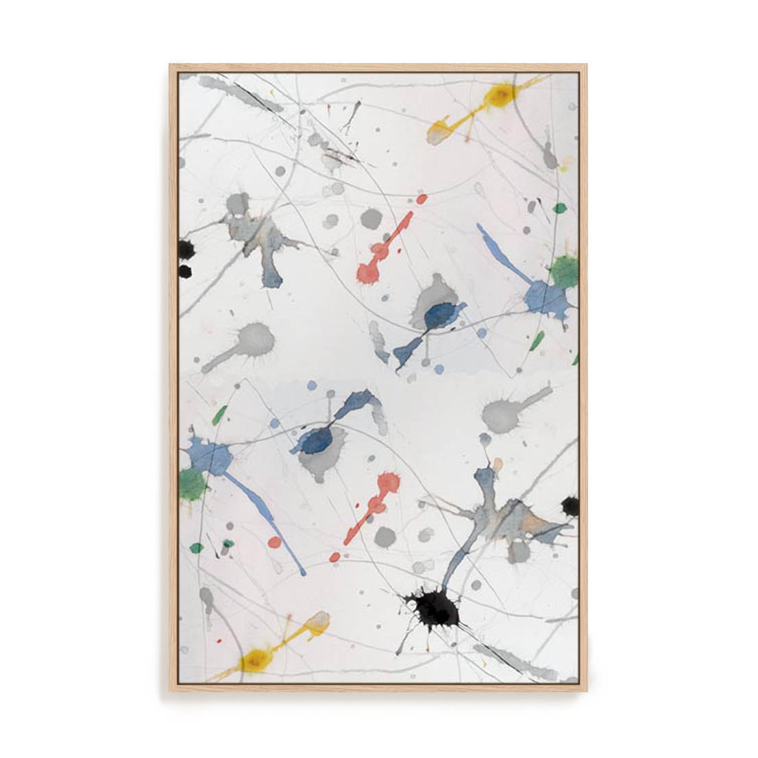 Wall Art Stretched Canvas In Natural Oak  Frame - Echoes Of The Night I Abstract Art