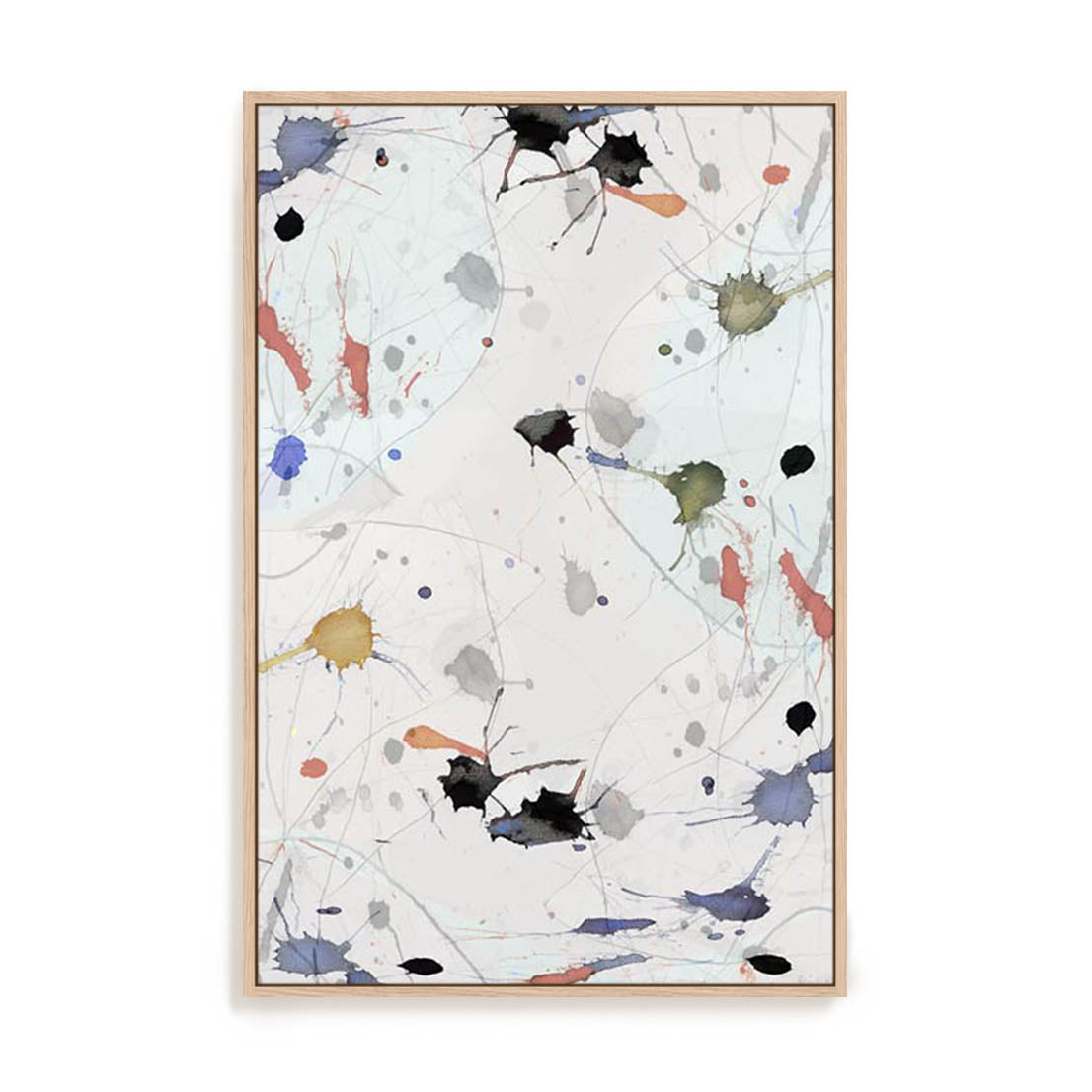 Wall Art Stretched Canvas In Natural Oak  Frame - Echoes Of The Night Ii Abstract Art