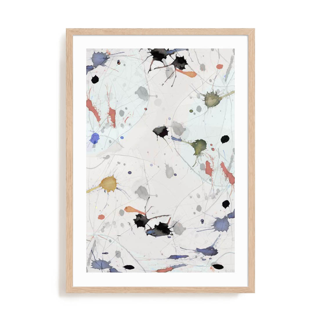 Wall Art Print Poster In Natural Oak Frame - Echoes Of The Night Ii Abstract Art