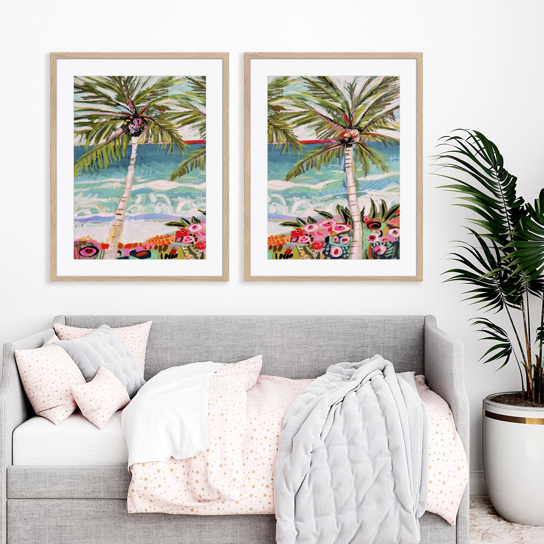 Palm Tree Wimsy I and II Wall Art