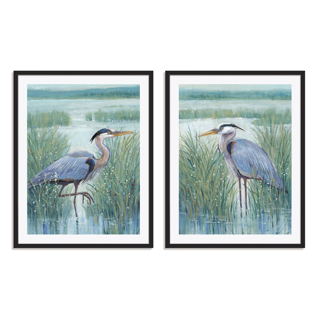 Wetland Heron I and II Wall Art