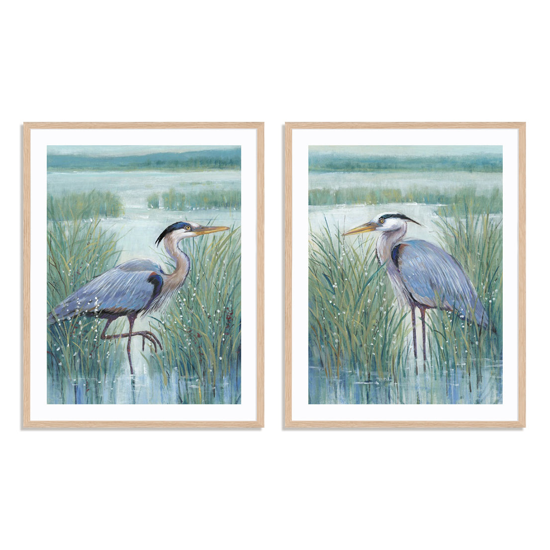 Wetland Heron I and II Wall Art