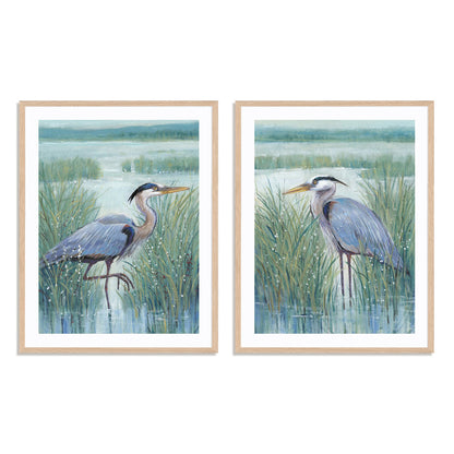 Wetland Heron I and II Wall Art