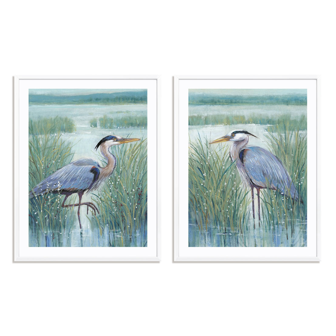 Wetland Heron I and II Wall Art