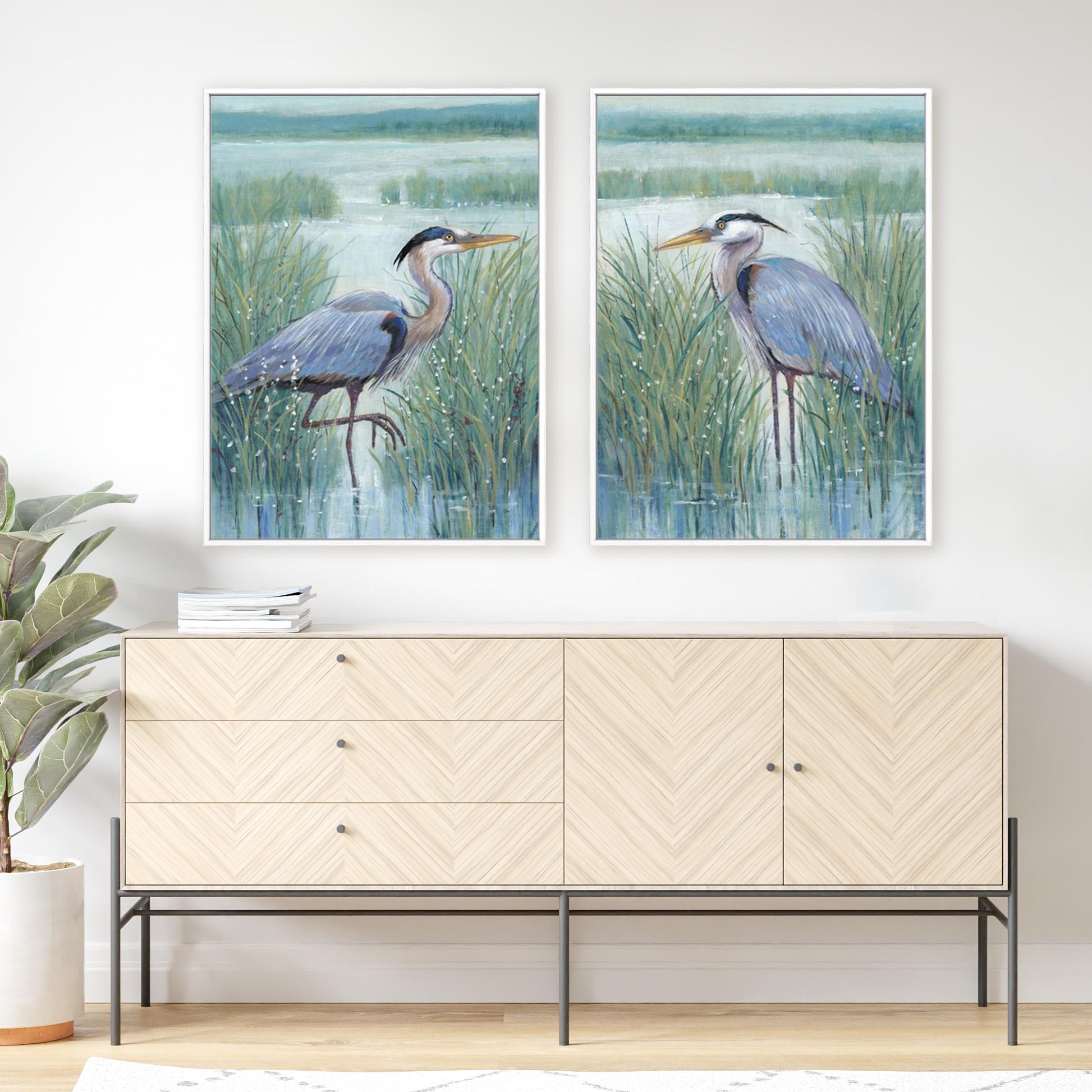 Wetland Heron I and II Wall Art