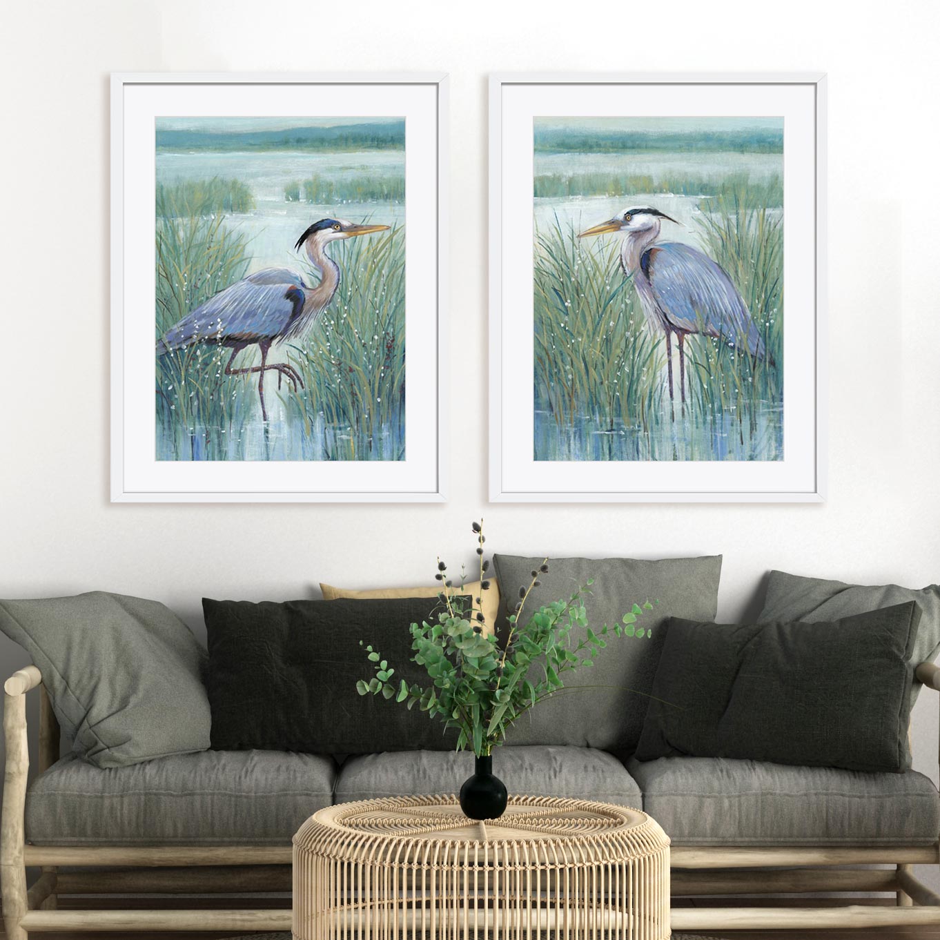 Wetland Heron I and II Wall Art