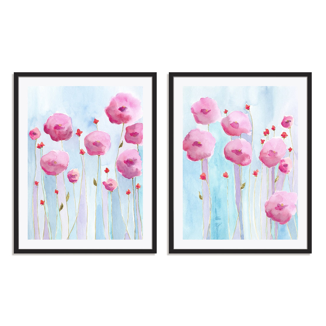 Pink Florets I and II Wall Art